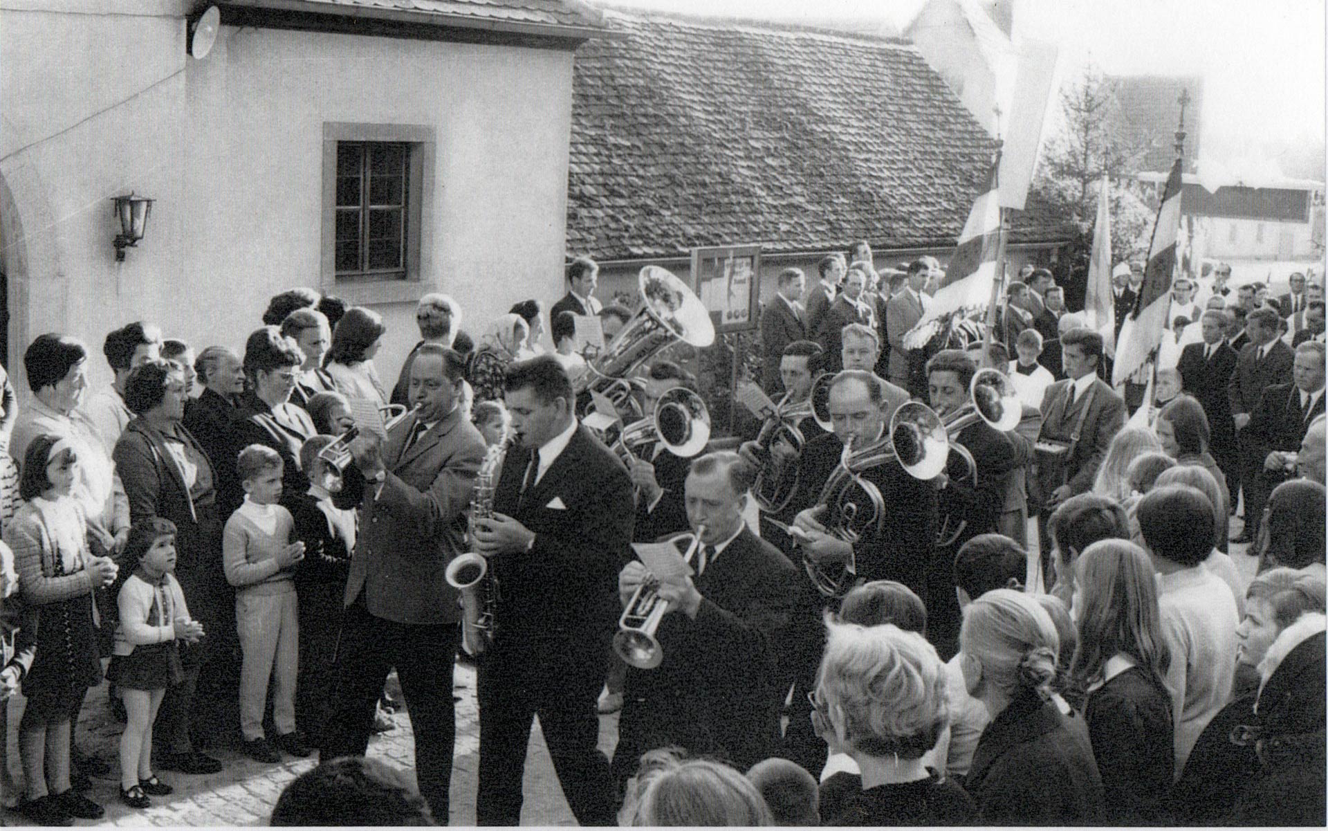 Musikanten beim Bischofsbesuch 1970